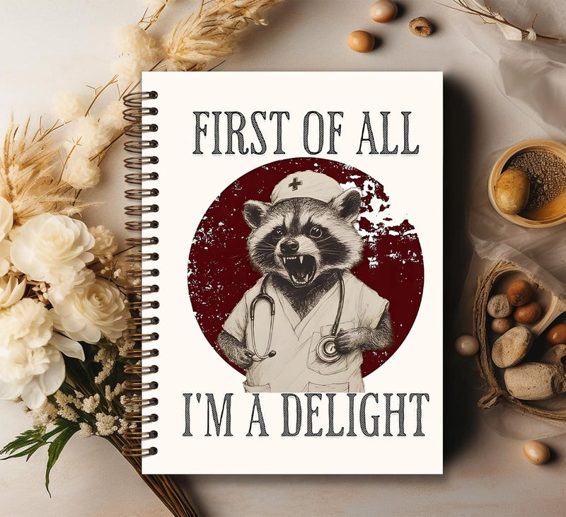 KDHTY Funny Raccoon Stethoscope Medical Notebook,Funny Office Notebook Raccoon Gifts Nurse Notebook,Cute Gifts for Nurses Students,Funny Office Supplies Doctor Nurse Notebook,Future Nurseing Doctor Gift,5.5x8.3 in - Image 3